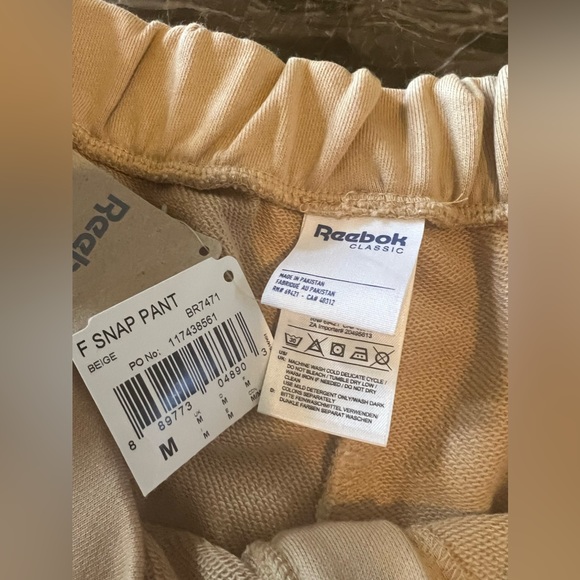 Reebok Classic VTG Spellout Pants Sweats SZ(M) Adult Tan Snap Zip - Picture 6 of 8